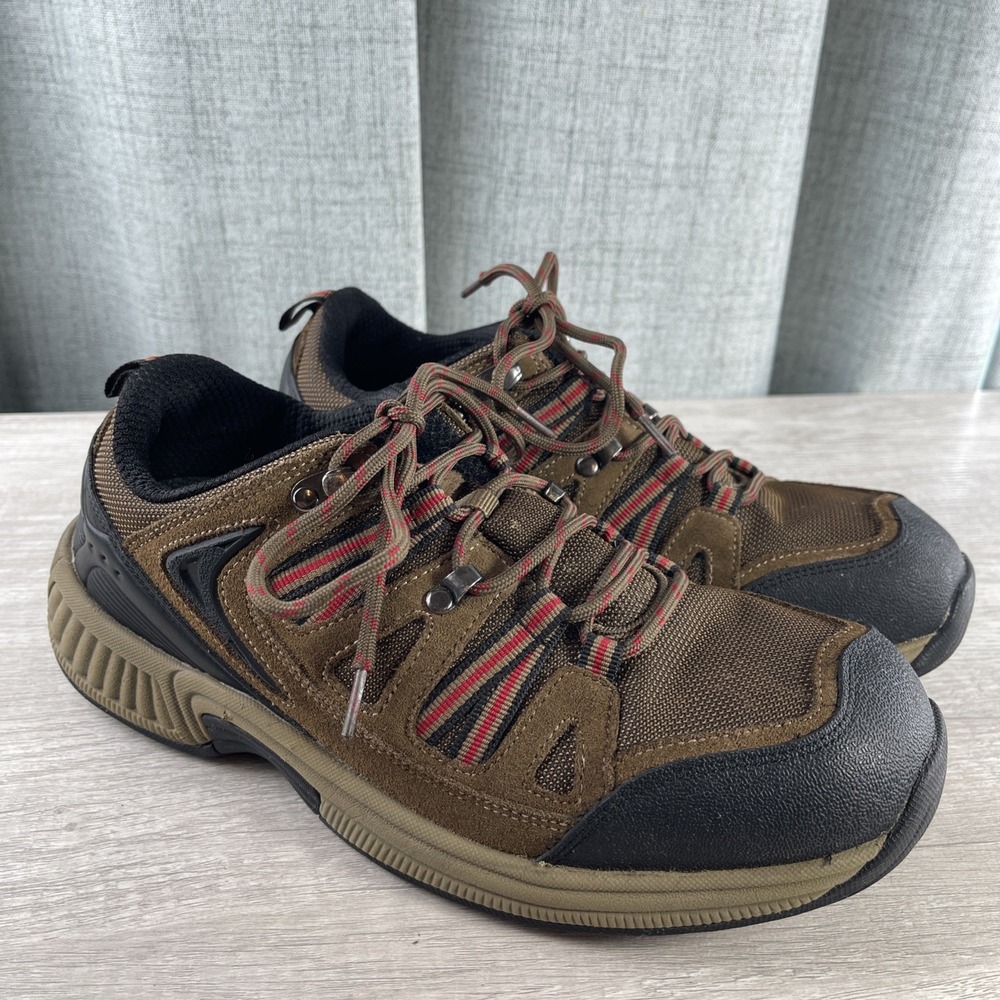 Mens Orthofeet Hiking Shoes Size 7.5 WIDE Comfort Walking Trail  #642 Brown